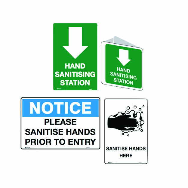 Sanitising hands signs